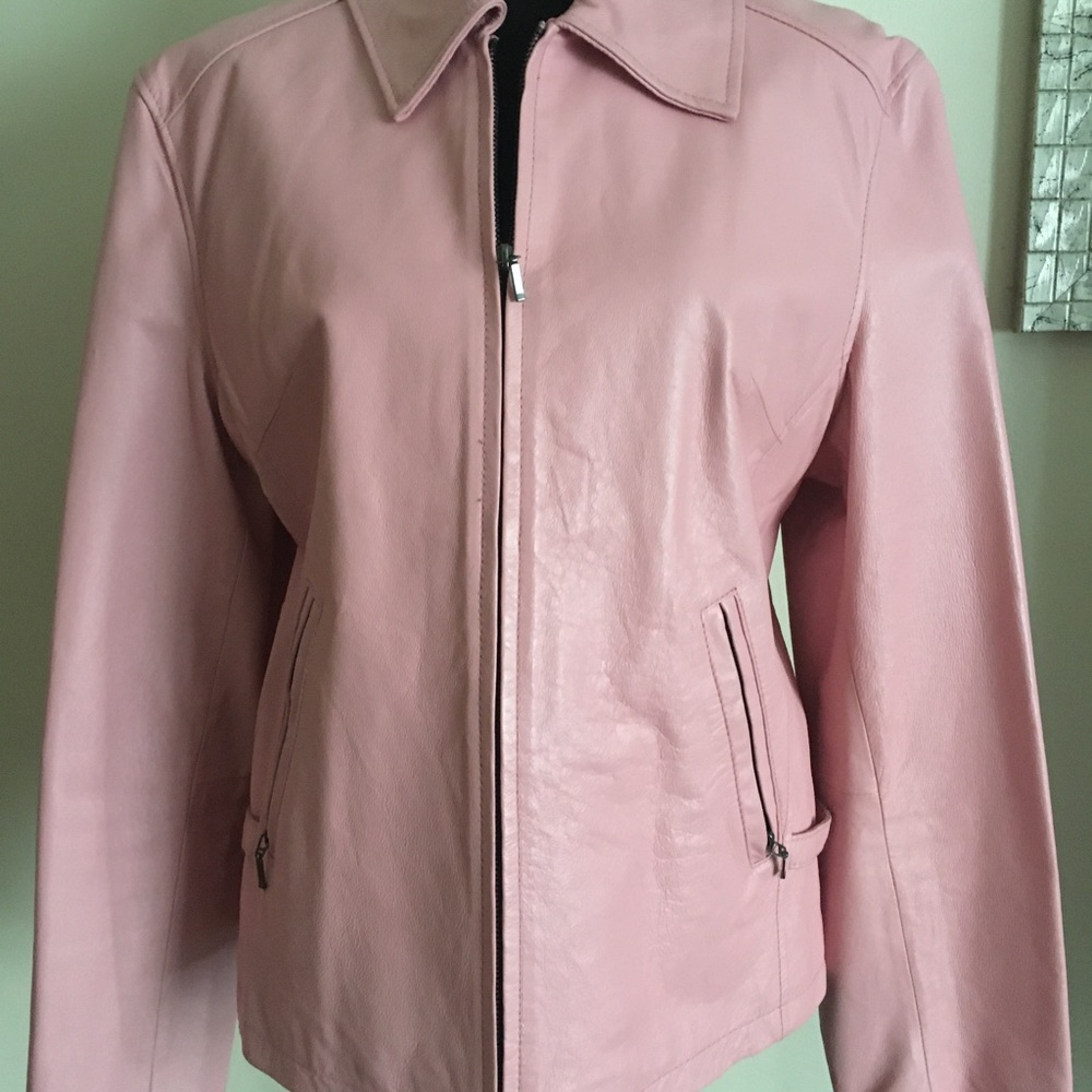 Pink leather jacket